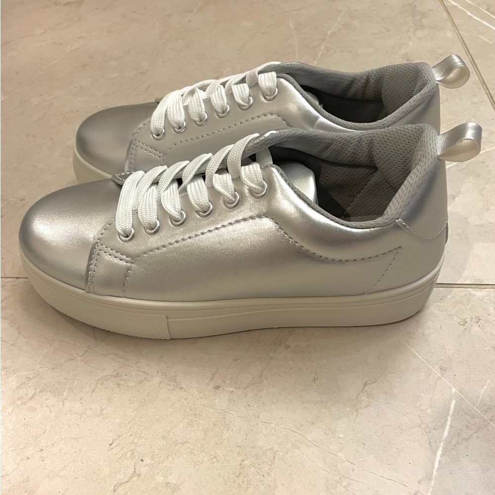 Brand New Silver Platform Sneakers Size 6